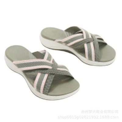 Летние шлепанцы на танкетке, повседневные, для ежедневной носки, эластичные, прохладные, на толстой подошве, пляжные, шлепанцы для девушек