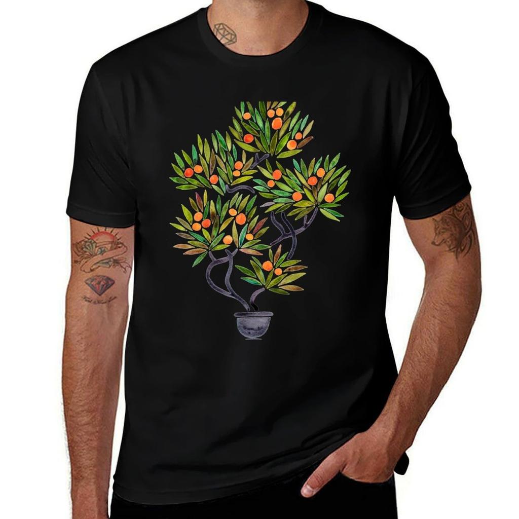 Bonsai Tree Orange Fruit TShirt Comfortable Basic Crew Neck Tee