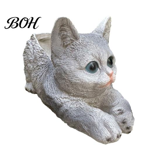 Weatherproof Resin Sculpture Creative Cat Planter, Cute Lying Flower Pot for Garden Indoor Outdoor Gardening Decor Yard, Adorable Animal Plant Holder,