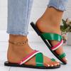 2024 Summer Hot Selling Women's Shoes Color Block Toe Women's Flat Shoes Fashion Large Size Casual Low Heel Beach Slippers
