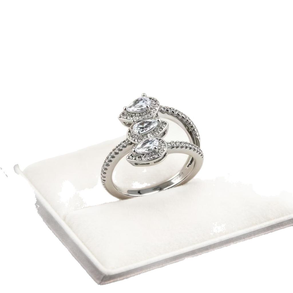 European and American style water drop zircon gold-plated ring, fashionable, light luxury, niche design jewelry