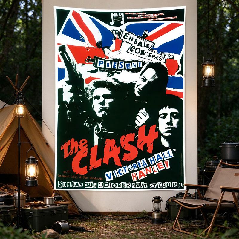 The Clash 1977 Victoria Hall Hanley UK Flag Punk Concert Poster