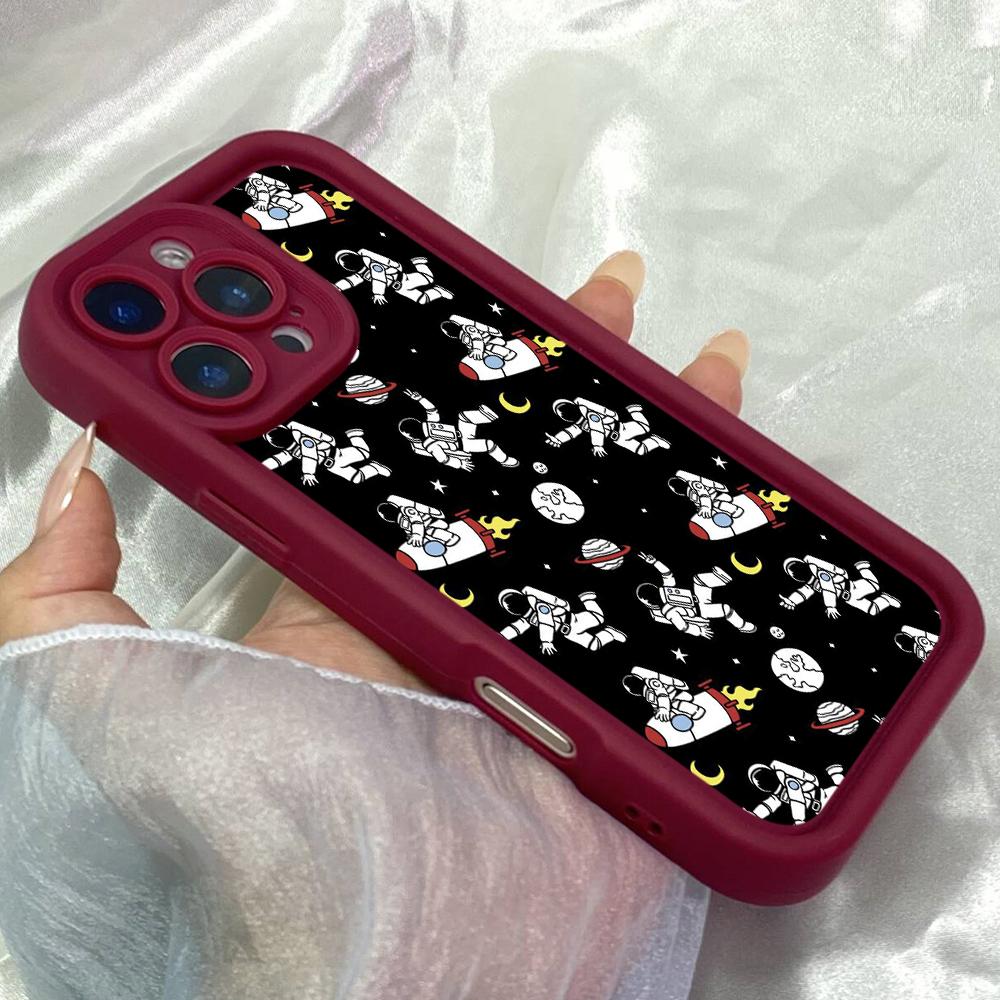 JT34 Астронавт Галактика Чехол для iPhone 17 16 Pro Max Samsung S26 S25 Ultra FE A17 A16 A07 Xiaomi 15T Redmi Note 14 Pro Plus Мягкий ТПУ Чехол
