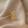 1PC Gold-color Ring Ladies Fashion Style Multi Layer Copper With Zirconia Cold Wind Hand Jewelry
