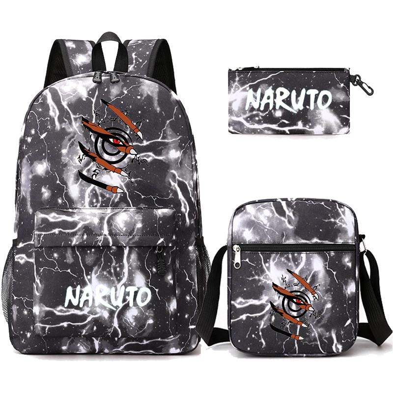 3 шт./компл. рюкзак аниме Наруто с сумкой на плечо, пенал для мальчиков и девочек, сумка для книг, рюкзак для мужчин и женщин, дорожная сумка для отдыха, рюкзак