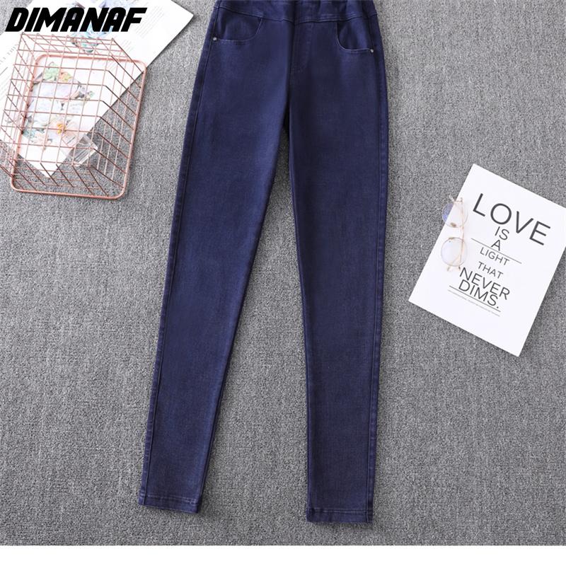 Dimanaf 2022 Summer Jeans Long Pants Women Basic Pencil Pants High Waist Loose Casual Denim Female Blue Trousers Pants 6xl