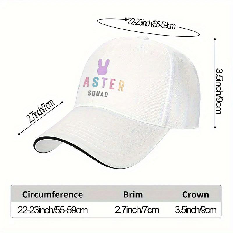 Easter Squad Bunny Graphic Baseball Cap Polyester Casual Sun Hat for Unisex Adults