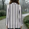 Women's Striped Print Long Sleeve Open Front Cardigan with Ruffle Trim for Casual Wear