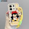 KEYSION Мультяшный Милый Плюшевый Вышитый Чехол для Xiaomi POCO X6 со Шнурком Силиконовый Противоударный Чехол для Телефона для Redmi Note 13 Pro 5G
