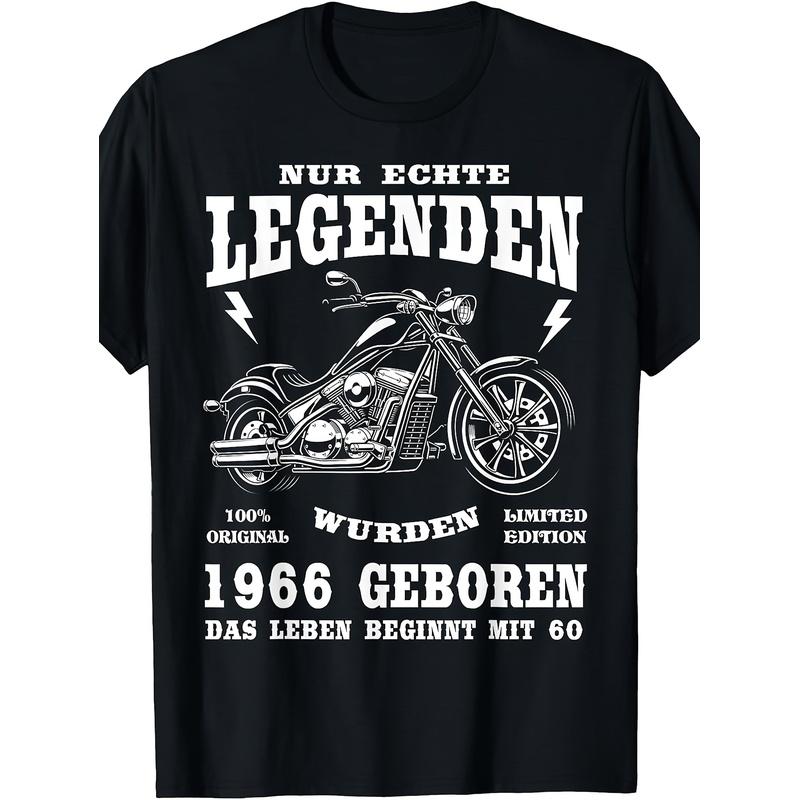 Men'S T-Shirt for a 60Th Birthday Gift Featuring a Biker Motorcycle Chopper from 1966, Available in Black. Ideal for Home, Outdoor Activities, Work,