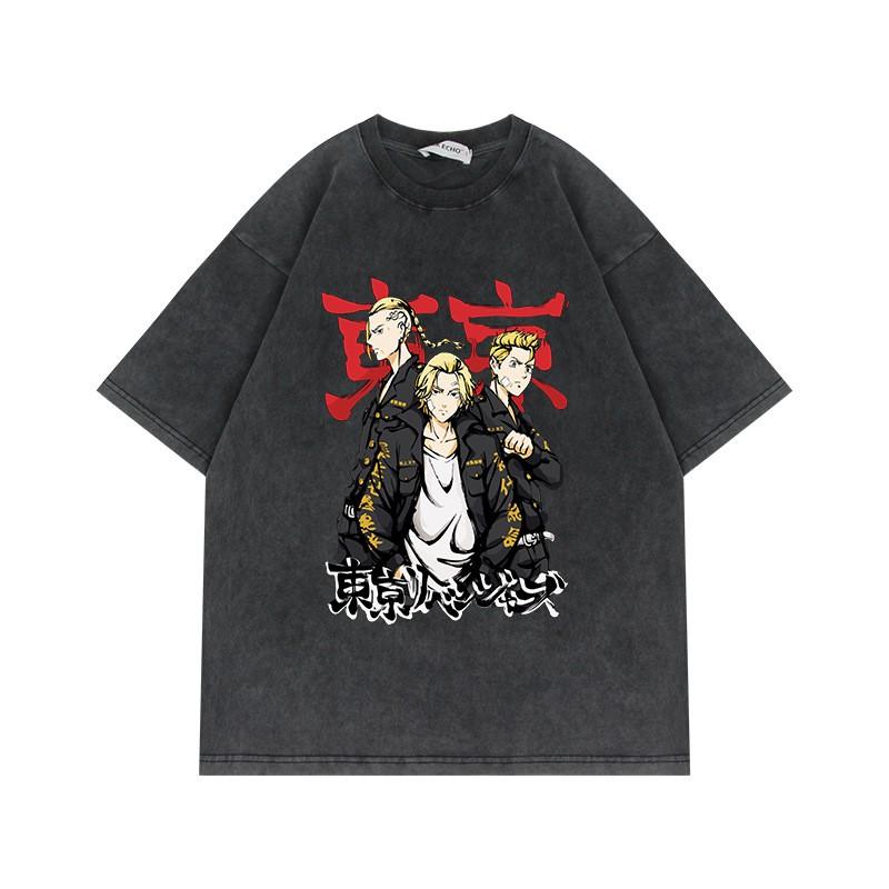 230g Tokyo Revengers T Shirt Oversized Vintage Anime Print Cotton Short Sleeve Tee