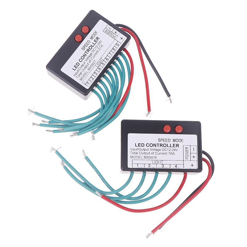 Контроллер светодиодной ленты 12В-24В 4 канала 9 каналов одноцветный Прыжок Вода Взрыв Вспышка Бегущий огонь Знак лошади Светящееся слово Открытый световой короб Переключатель