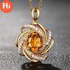 Привет желтый кристалл цитрин драгоценные камни циркон кулон ожерелья для женщин тон колье-цепочка ювелирные изделия