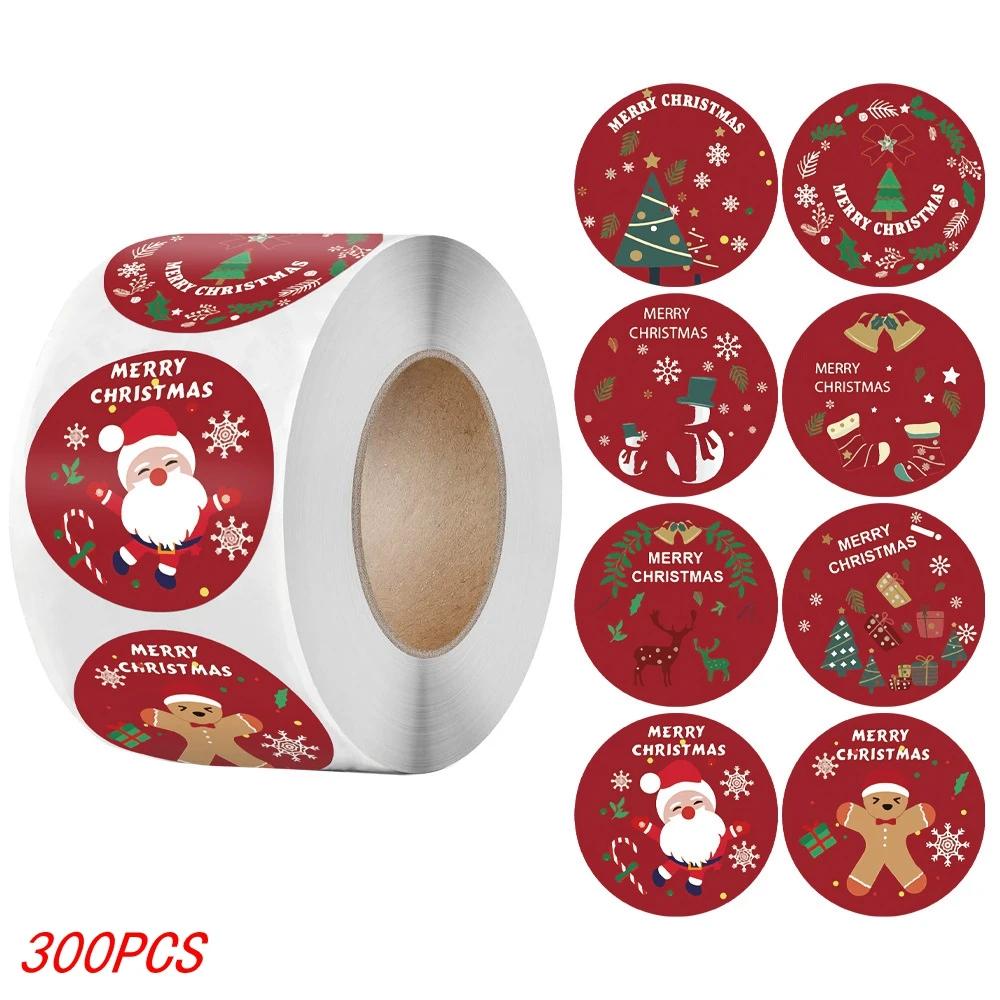 50-500Pcs Christmas Tree Santa Claus Merry Christmas Stickers 2.5cm Thank You Stickers for Gift Sealing Holiday Candy Bag Decor