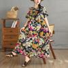 DIMANAF 2025 Women Plus Size Spring Summer Dress Casual Floral Dress Basic Vintage Loose Long Dress Maxi 9296