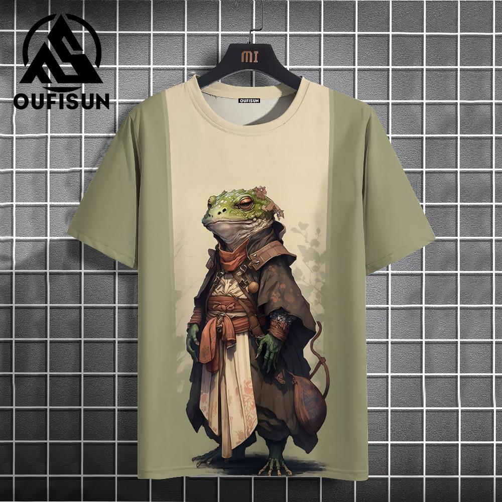 Men's Animal T-Shirt Japanese Samurai Cat Element Graphic 3D Print T-Shirt