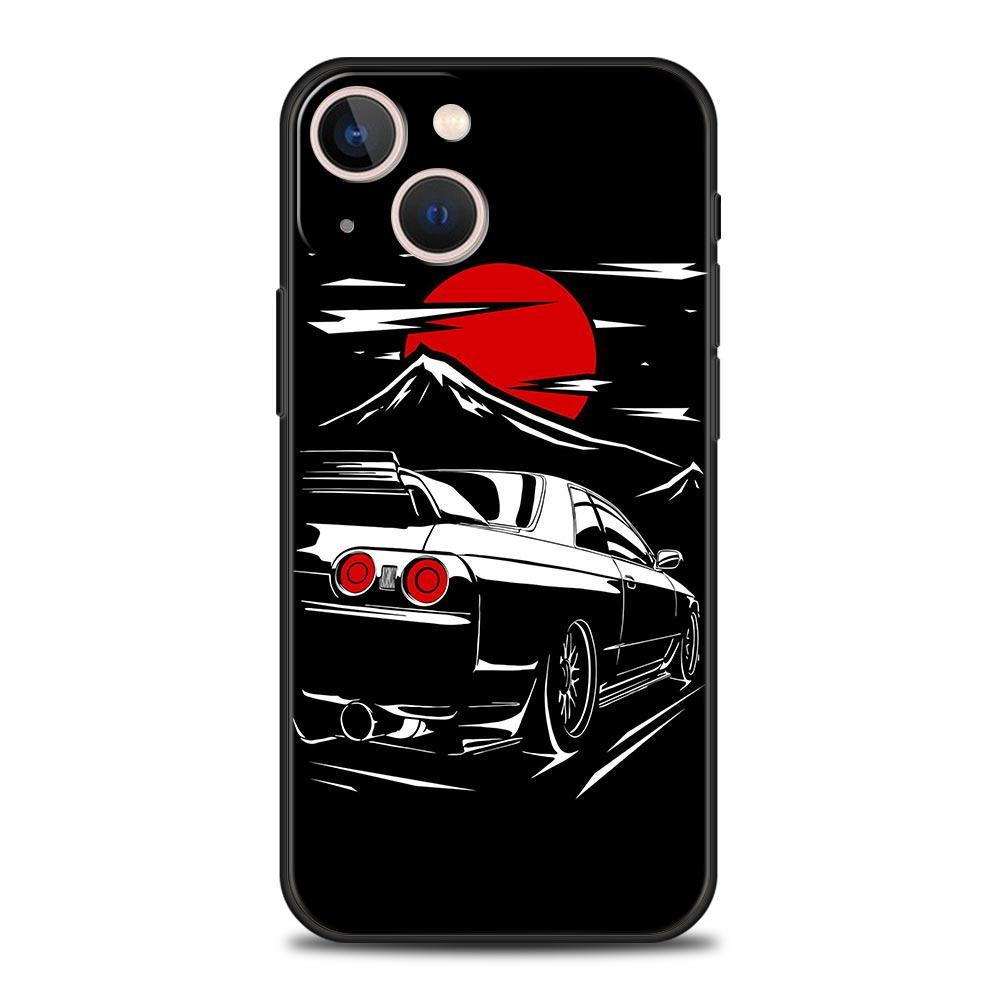 Япония JDM Спортивный автомобиль Чехол для телефона Для iPhone Apple 14 13 Pro Max 12 11 Mini 7 8 Plus XR XS X SE 2020 Чехол-оболочка Черный Coque Funda