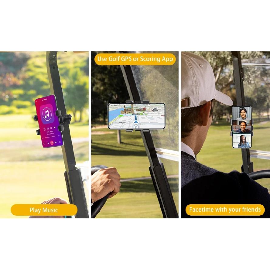 Universal Golf Cart Phone Holder Mount Compatible with EZGO/Club Car/Yamaha For IPhone/Galaxy/Huawei Quick Release/360° Rotatabl
