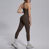 New solid color double-sided brocade tight back yoga suit set, sports running fitness yoga suit two-piece set