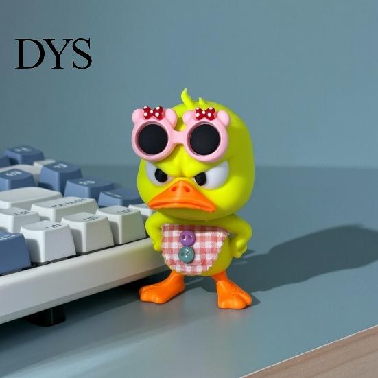 Забавная фигурка утки, 3D-печать, милая, с очками, сердитая поза, декор для стола, креативные декоративные полки, книжная полка в офисе, украшение для автомобиля, коллекционная