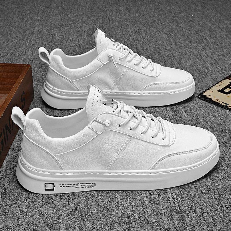 Совершенно новая мужская повседневная обувь, роскошные мужские туфли из искусственной кожи, дышащие модные лоферы на шнуровке, осенние мужские белые туфли на плоской подошве