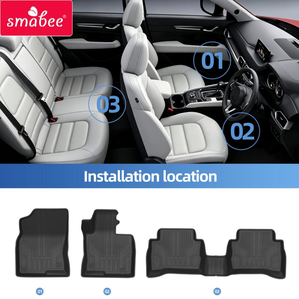 Smabee Right Drive for Mazda CX-5 CX5 KF Series Fuel 2017-2024 Car Floor Mats Trunk Pad TPE 3D Foot Pad Waterproof Accessories