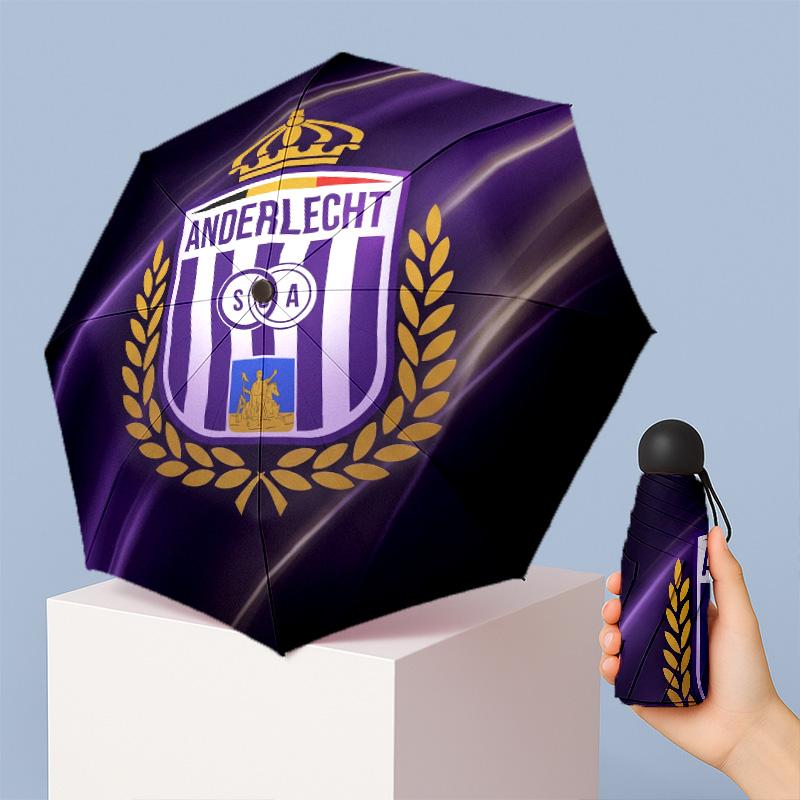 Складной карманный зонт Anderlecht FC, мини, 5 сложений, компактный, легкий, защита от УФ-лучей, дождя и солнца, портативный, для путешествий
