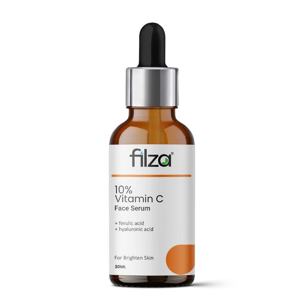 Сыворотка для лица FILZA с 10% витамином С для сияющей кожи с 0,5% феруловой кислоты и гиалуроновой кислотой | Уменьшает темные пятна, гиперпигментацию и неровный тон кожи