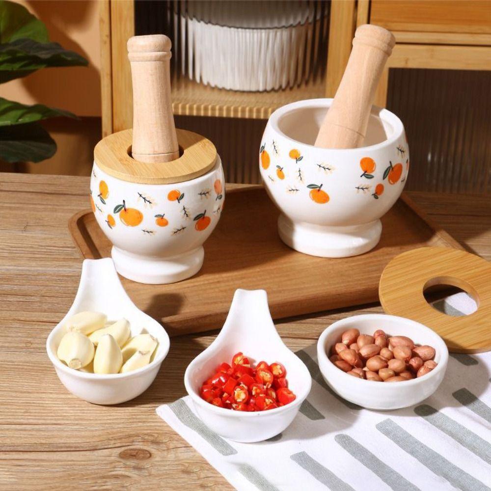 Internal Thread Ceramic Mortar Ceramic Manual Mortar Garlic Pounder Garlic Masher  Household