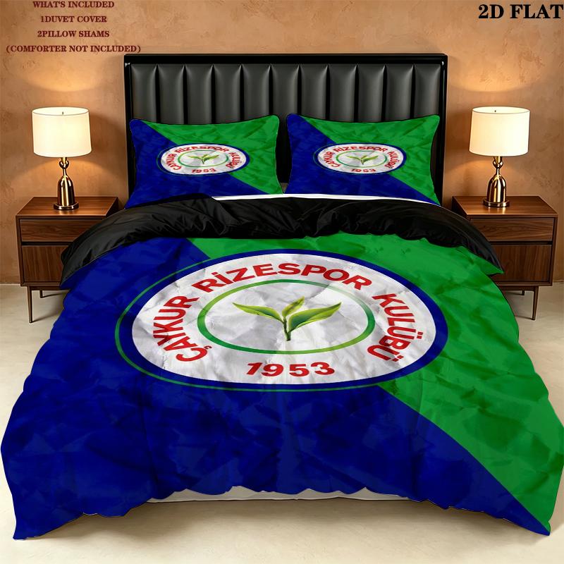 Caykur Rizespor Pattern Bedding uilt Set uilt Cover Pillowcase Home Decoration Birthday Gift (1 * duvet cover + 2 * pillowcase without core)