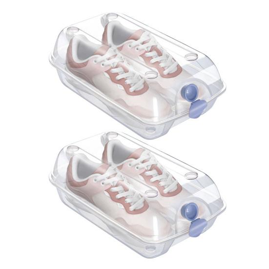 2 Pcs Shoes Storage Box Thickened Transparent  Ventilation Hole Dust-proof Anti-crack Reusable Universal Boot Box Car Travel Shoe Container