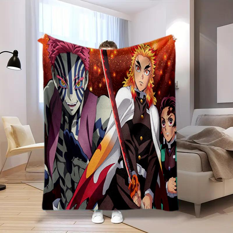 Japanese manga artist Koyoharu Gotouge's Demon Slayer blanket Soft and portable four season home bed, office travel, lunch break, warm blanket K24