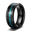 8mm Men's Starry Sky Tungsten Ring with Opal and Black Crystal Inlay