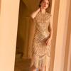 Sequined Gatsby Tassel Evening Dress: Retro Ball Gown for Banquets and Dance