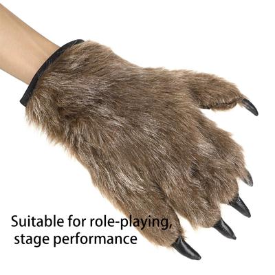 1 пара перчаток волка на Хэллоуин, украшения, перчатки оборотня, перчатки гориллы, макияж, сценические руки, лапы, когти для реквизита, косплей