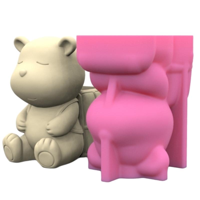 Silicone Mold Bear Backpack Pen Holder Mould Epoxy Resin Moulds Pen Container Making Molds for Enthusiasts