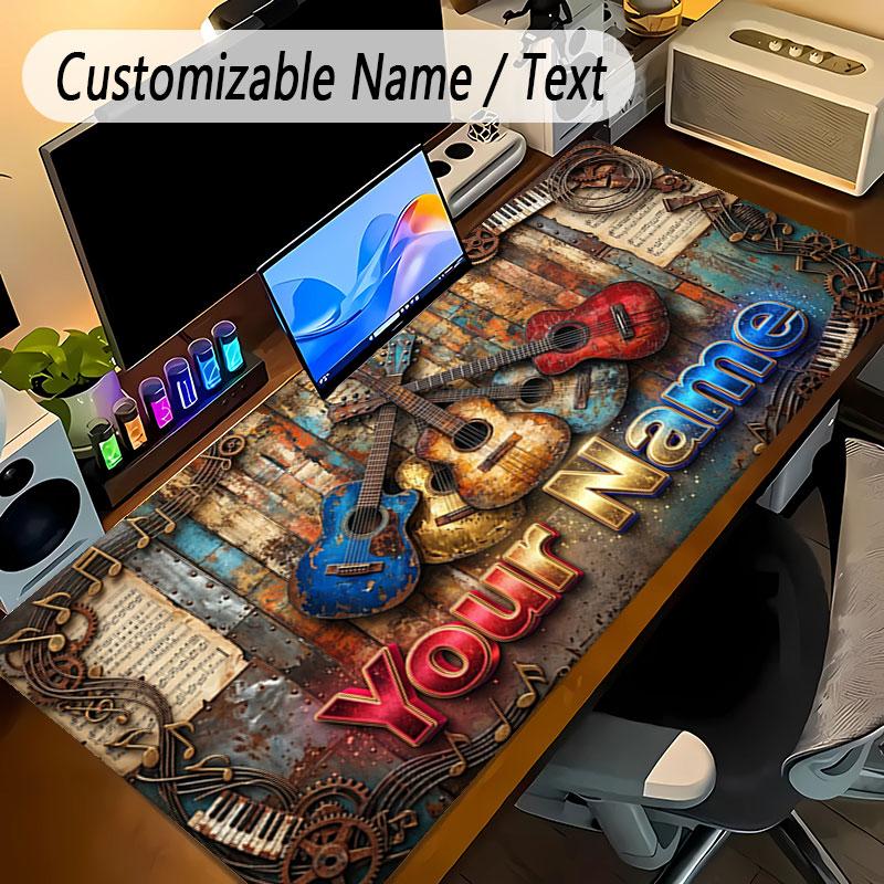 Music Theme Personalized Mouse Pad Custom Name Text Non Slip Desk Pad For Laptop Office Desktop