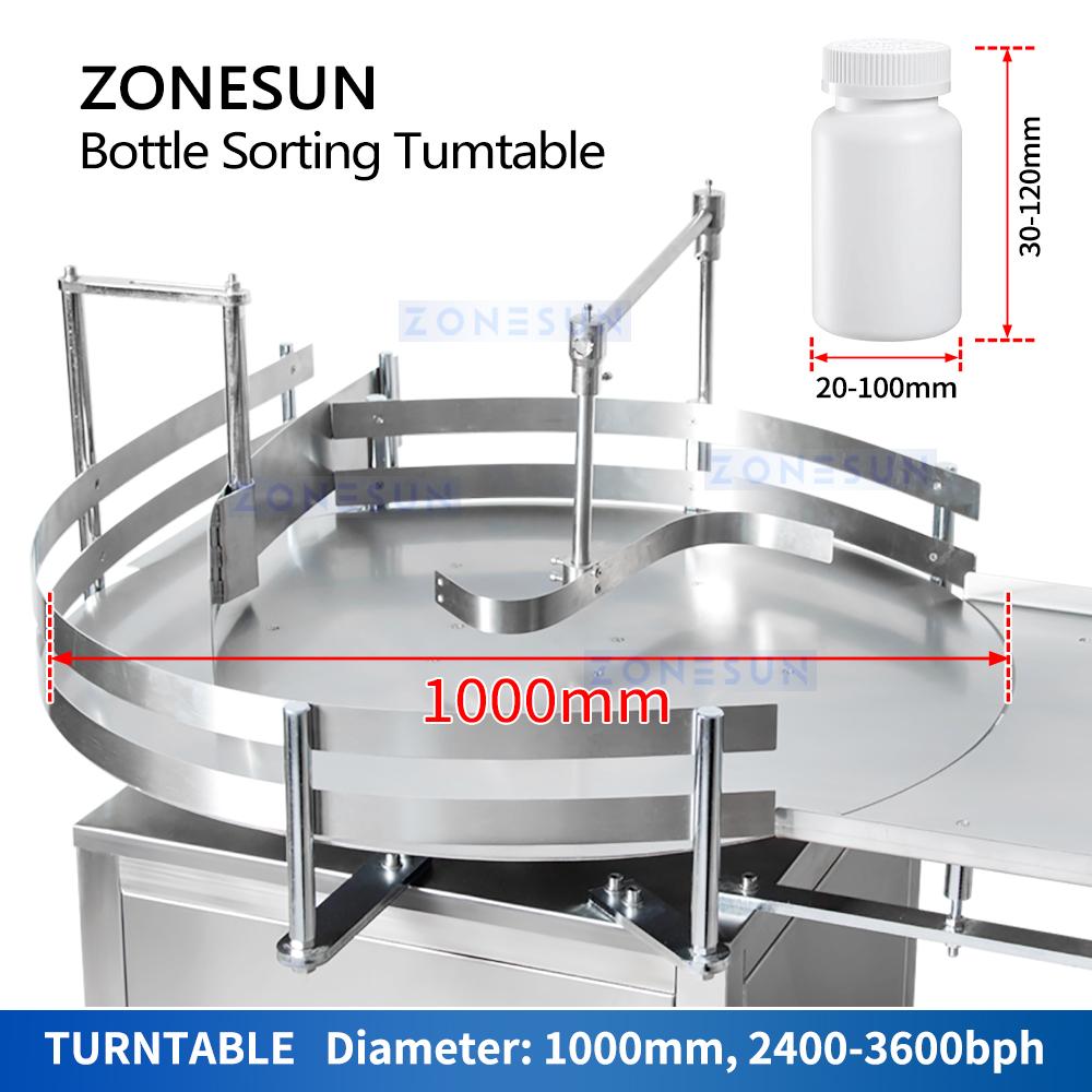 ZONESUN ZS-LP1000 Automatic Round Rotary Plastic Glass Bottle Unscrambler Sorting Turntable Jar Arranging Machine