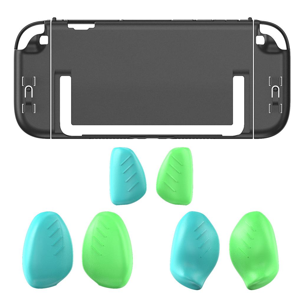 Switch 2 Transparent Case with 6 Interchangeable Grip Covers (3 Thickness Sets) - Anti-Slip Texture, Magnetic & Dock Compatible