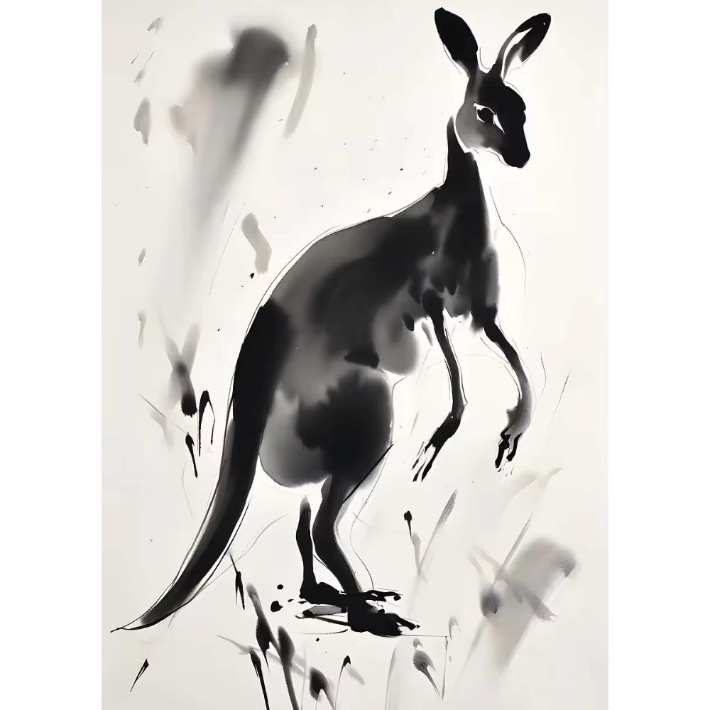 Chinese Ink Drawing Retro Animals Vintage Poster Tiger Panda Dragon Rhino Retro Canvas Wall Art Living Room Home Decor