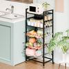 5 Tier Mesh Wire Rolling Cart Kitchen Storage Organizer Utility Cart Fruit Vegetable Metal Basket Storage Trolley Carts Wheels