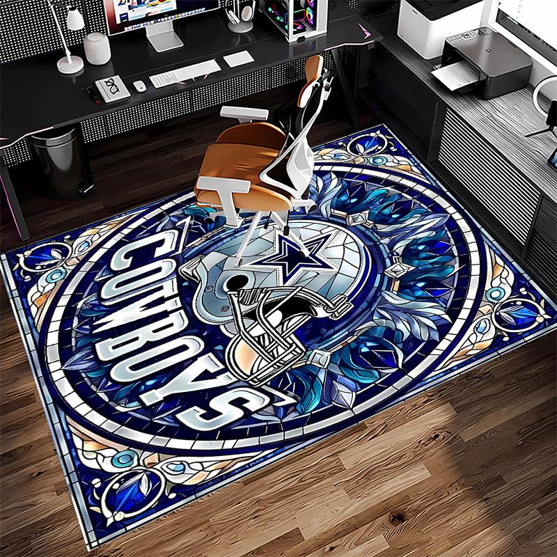 Dallas Cowboys Print Area Rug - Soft, Washable Non-Slip Indoor Mat for Office Chairs, Living Room, Home Office Decorative Rug