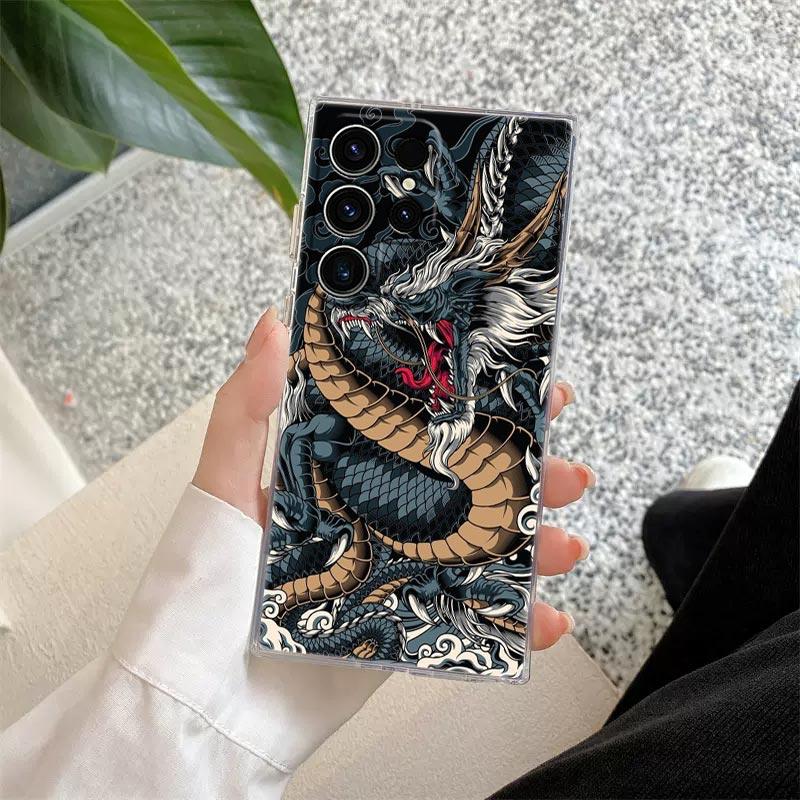 Японская культура Волна Дракона Аниме Прозрачный Чехол Для Samsung Galaxy S26 S25 S24 S23 Ultra S20 S21 FE S22 Plus S26 Ultra Чехол для Телефона