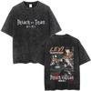 Washed Retro Anime Attack Titan Pattern T-Shirt Men'S And Women'S Comics Retro Oversized T-Shirt Men'S Fashion Casual Cotton T