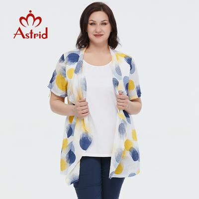 Женская рубашка-блузка Astrid, новинка 2023 года, поддельные топы из двух предметов, повседневные женские топы, хлопковая модная рубашка оверсайз с принтом, женская футболка