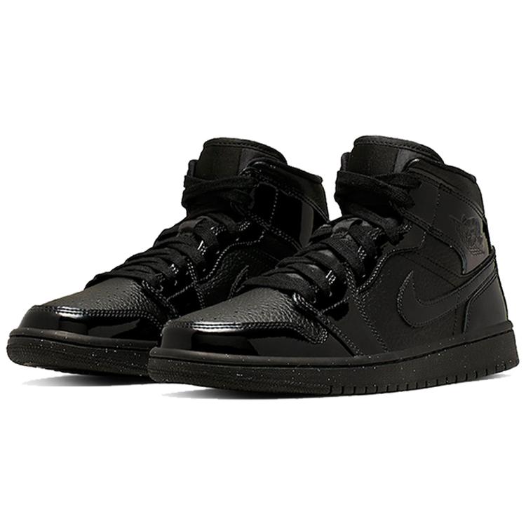 Jordan 1 Женские кроссовки Mid Patent Triple Black BQ6472-003