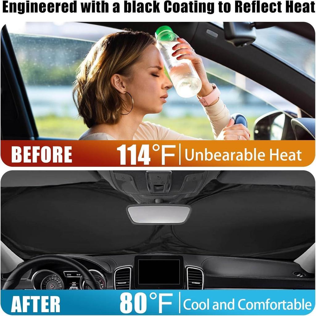 Funny Panda Car Windshield Sunshade, UV Heat Reflector Sun Visor Protector, Foldable Car Sun Shade, Universal Automotive Car Accessories for SUV
