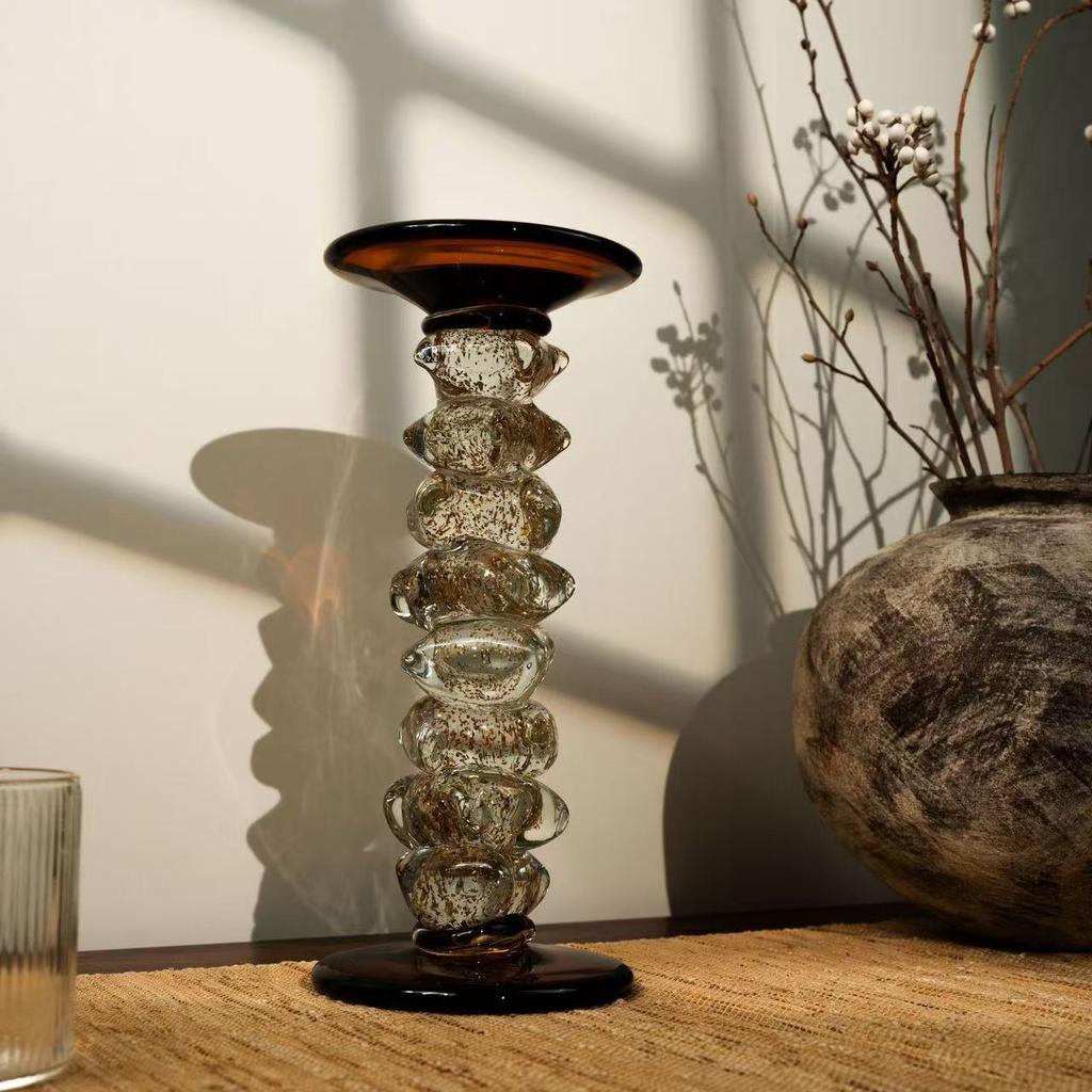 Glass Candle Holder Irregular Transparent Glass Splicing Candelabrum Candlestick Wedding Table Home Decoration Accessories