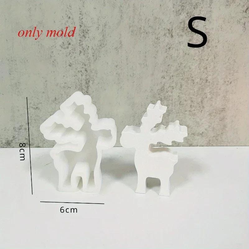 New Christmas Elk Ornament Silicone Mold DIY Christmas Deer Scented Plaster Candle Mold Resin Crafts Making Tools For Home Decor