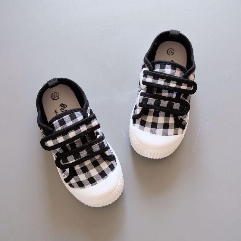 Kids Plaid Canvas Shoes Korean Breathable Children's Sneakers Boy Girl Soft Bottom Anti Slip Casual Shoes School Toddler Shoes